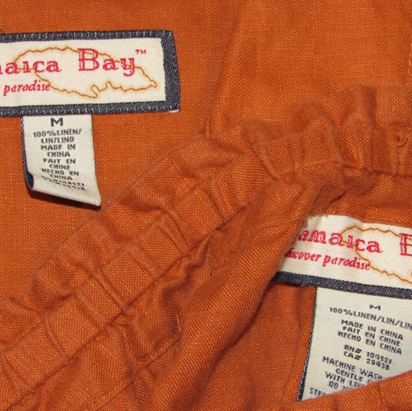 Jamaica Bay womens 100% linen 2pc burnt orange cropped pant resort outfit size M - Picture 4 of 4